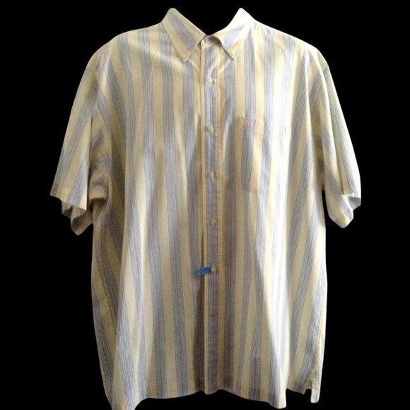 Izod Yellow Blue Striped Shirt - Picture 1 of 4